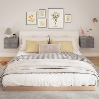 Set di 2 Comodini Sospesi con 2 Cassetti Moderni e