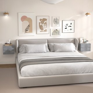 Set di 2 Comodini Sospesi con 2 Cassetti Moderni e