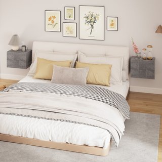 Set di 2 Comodini Sospesi con 2 Cassetti Moderni e