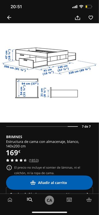 Estructura Cama Brimnes Ikea Blanca