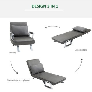 Poltrona Letto Singolo 3 in 1 con Schienale Reclin