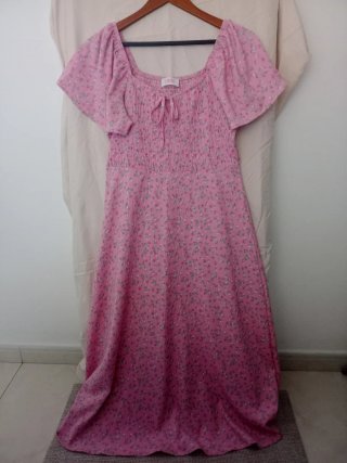 Vestido largo rosa floral