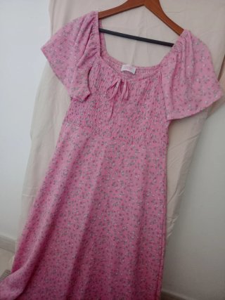 Vestido largo rosa floral