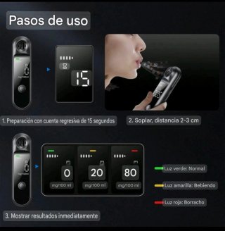 Alcoholímetro sin contacto recargable usb