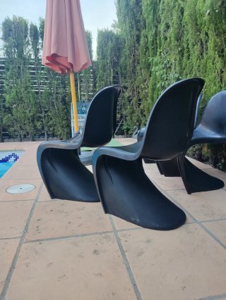 Lote 4 Sillas Panton Negras Mid Century