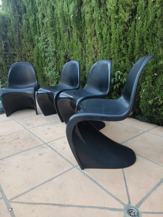 Lote 4 Sillas Panton Negras Mid Century