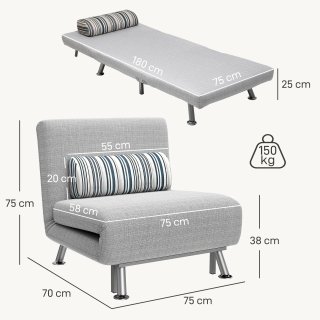 Poltrona Letto Singolo 3 in 1 con Schienale Reclin