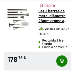 Juego 2 Barras Cortina Metal Dorado