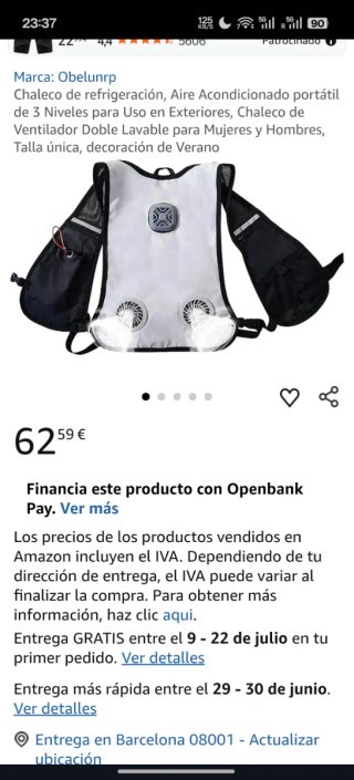 Chaleco con ventilador General Armor