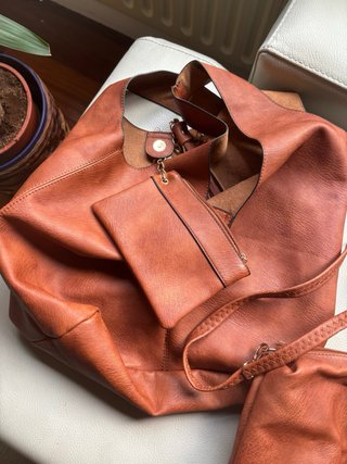 Bolso shopper marrón, 3 piezas !