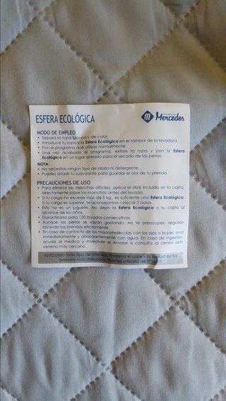 Esfera ecológica lavadora. Marca Mercedes
