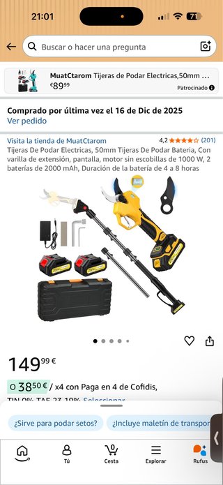 Tijeras Eléctricas Podar MuatCtarom + Accesorios
