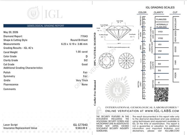 Punto de Luz Oro 18k Diamante 1.00 Ct Natural