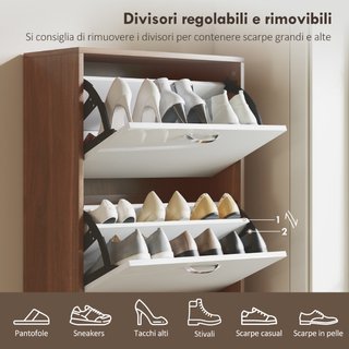 Scarpiera Slim a 5 Livelli con 2 Ripiani per Livel