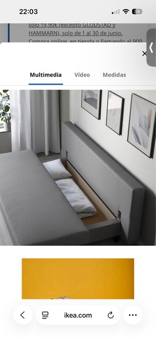 Sofá Cama 3 Plazas ÄLVDALEN Gris