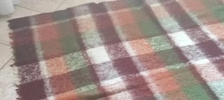 Coperta in lana, marrone e verde