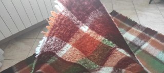 Coperta in lana, marrone e verde