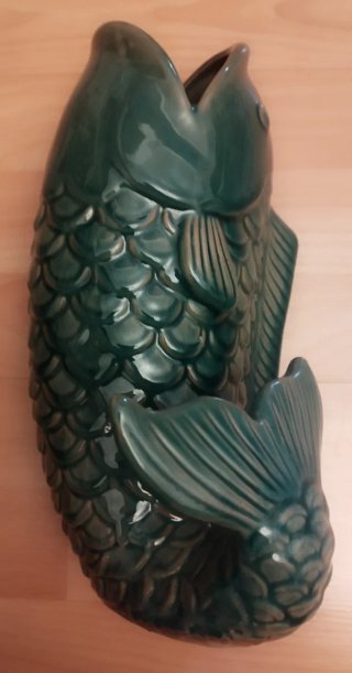 Jarrón Cerámica en forma de Pez Verde