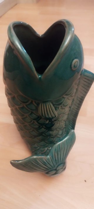 Jarrón Cerámica en forma de Pez Verde