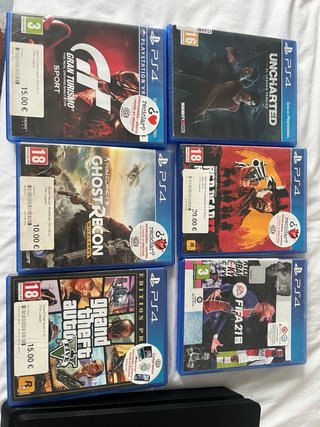 PS4 (PlayStation 4) 2 Mandos + base + 7 juegos