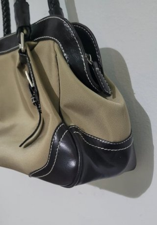 Borsa donna beige e marrone pelle