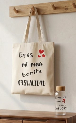Bolso Tote y Botella con frase
