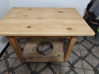 Mesa camilla pino con tarima brasero
