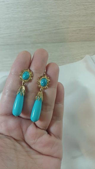 Pendientes Vintage Oro 18k Turquesas
