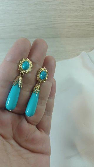 Pendientes Vintage Oro 18k Turquesas