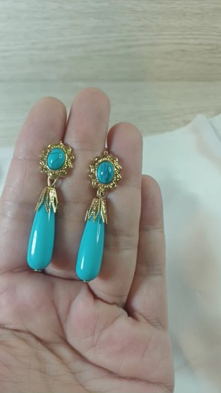 Pendientes Vintage Oro 18k Turquesas