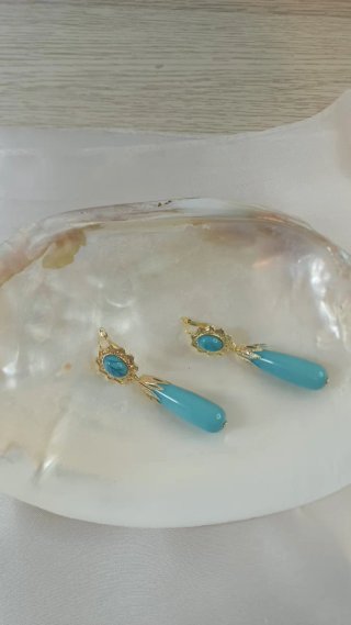 Pendientes Vintage Oro 18k Turquesas