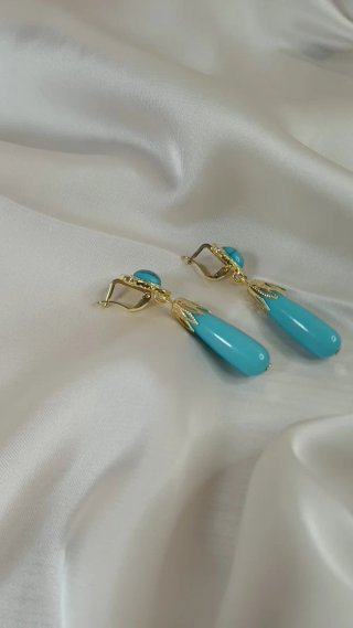 Pendientes Vintage Oro 18k Turquesas