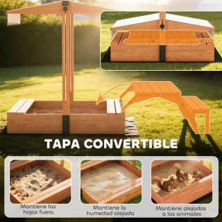 Arenero Madera Niños Toldo Ajustable