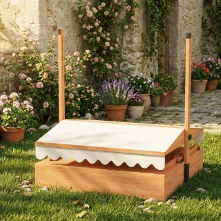 Arenero Madera Niños Toldo Ajustable