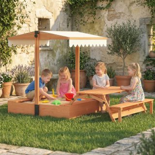 Arenero Madera Niños Toldo Ajustable