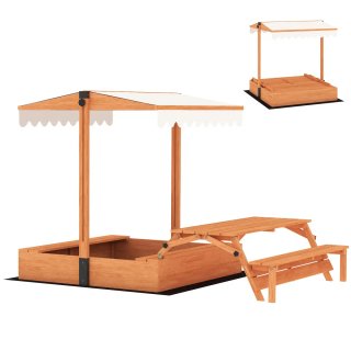 Arenero Madera Niños Toldo Ajustable