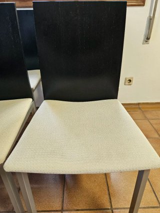 4 Sillas Comedor Madera Beige/Negro