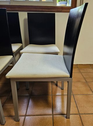 4 Sillas Comedor Madera Beige/Negro