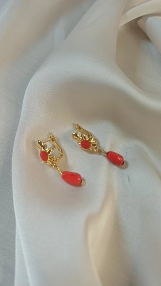 Pendientes Vintage Oro 18k Coral