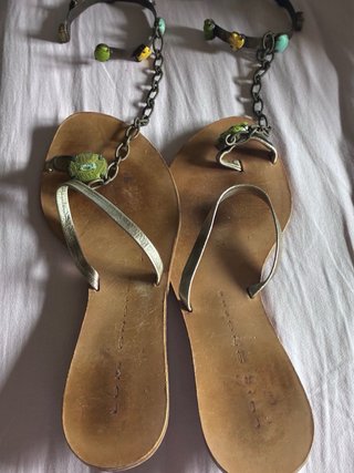 Sandalias Luis Onofre Oro y Verde Oliva