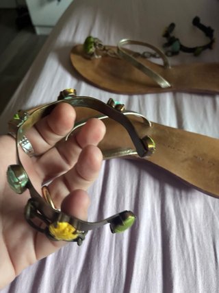 Sandalias Luis Onofre Oro y Verde Oliva