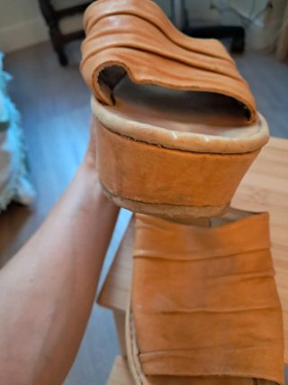 Sandalias Cuero Plataforma Vialis Talla 38