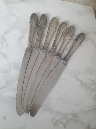 Set 6 Cuchillos de Plata Vintage