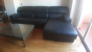 Cama 150x200 Cuero Marrón/Negro Muebles de salon
