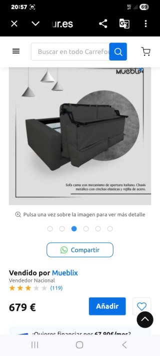 Sofá Cama Italiano Gris Tela