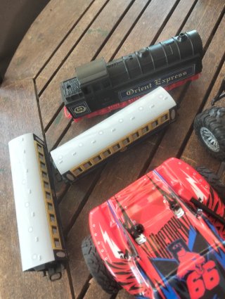 Lote de coches RC, tren y dron para piezas