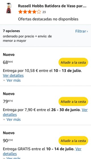 Russell Hobbs Batidora de Vaso para batidos, zumos