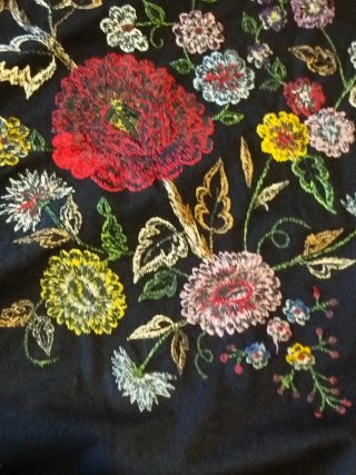 Mantón de Manila Negro Bordado Flores