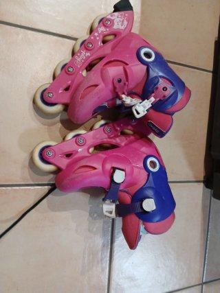 Patines en línea Oxelo rosas y azules numero 30-32