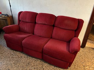 Sofá 3 plazas rojo tela